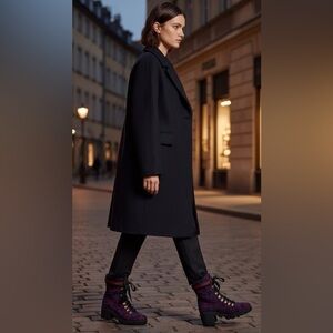 Women's Navy and Red Combat Boots